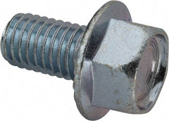 Value Collection - 1/2-13 UNC, 7/8" Length Under Head, Hex Drive Flange Bolt - 7/8" Thread Length, Grade 2 Steel, Serrated Flange, Zinc-Plated Finish - Apex Tool & Supply
