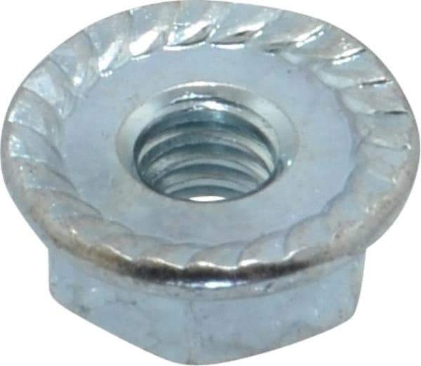 Value Collection - #8-32, 15/32" Flange Diam, Serrated Flange Nut - Grade Grade 2 Steel, Zinc-Plated Finish, 0.203" Flange Height - Apex Tool & Supply