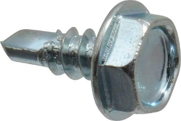 Value Collection - #6, Hex Washer Head, Hex Drive, 3/8" Length Under Head, #2 Point, Self Drilling Screw - Grade 1016-1024 Steel, Zinc-Plated Finish - Apex Tool & Supply