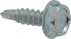 Value Collection - #6, Hex Washer Head, Hex Drive, 1/2" Length Under Head, #2 Point, Self Drilling Screw - Grade 1016-1024 Steel, Zinc-Plated Finish - Apex Tool & Supply