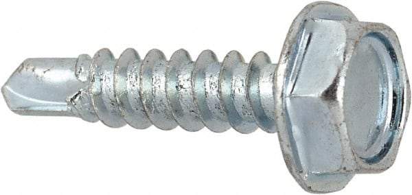 Value Collection - #6, Hex Washer Head, Hex Drive, 5/8" Length Under Head, #2 Point, Self Drilling Screw - Grade 1016-1024 Steel, Zinc-Plated Finish - Apex Tool & Supply