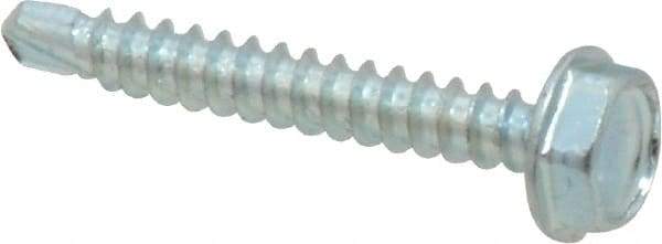 Value Collection - #6, Hex Washer Head, Hex Drive, 1" Length Under Head, #2 Point, Self Drilling Screw - Grade 1016-1024 Steel, Zinc-Plated Finish - Apex Tool & Supply