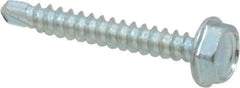 Value Collection - #6, Hex Washer Head, Hex Drive, 1" Length Under Head, #2 Point, Self Drilling Screw - Grade 1016-1024 Steel, Zinc-Plated Finish - Apex Tool & Supply