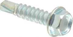 Value Collection - #8, Hex Washer Head, Hex Drive, 3/4" Length Under Head, #2 Point, Self Drilling Screw - Grade 1016-1024 Steel, Zinc-Plated Finish - Apex Tool & Supply