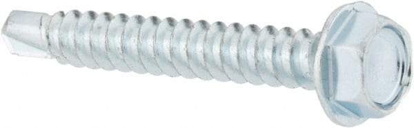 Value Collection - #8, Hex Washer Head, Hex Drive, 1-1/4" Length Under Head, #2 Point, Self Drilling Screw - Grade 1016-1024 Steel, Zinc-Plated Finish - Apex Tool & Supply