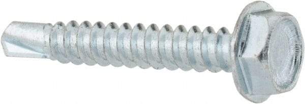 Value Collection - #10, Hex Washer Head, Hex Drive, 1-1/4" Length Under Head, #3 Point, Self Drilling Screw - Grade 1016-1024 Steel, Zinc-Plated Finish - Apex Tool & Supply