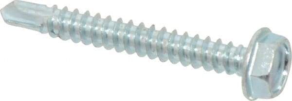 Value Collection - #10, Hex Washer Head, Hex Drive, 1-1/2" Length Under Head, #3 Point, Self Drilling Screw - Grade 1016-1024 Steel, Zinc-Plated Finish - Apex Tool & Supply