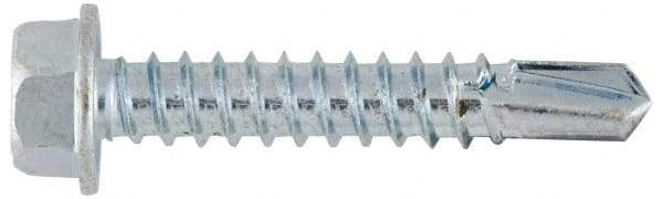 Value Collection - 1/4", Hex Washer Head, Hex Drive, 5" Length Under Head, #4 Point, Self Drilling Screw - Grade 1016-1024 Steel, Zinc-Plated Finish - Apex Tool & Supply