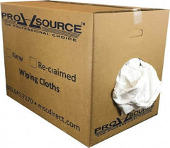 PRO-SOURCE - Wide Virgin Cotton Rags - White, Fleece and Sweatshirt, Low Lint, 50 Lbs. at 3 to 4 per Pound, Box - Apex Tool & Supply