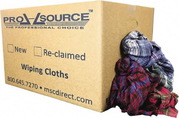 PRO-SOURCE - Reclaimed Cotton Polishing and Dust Cloths - Assorted Colors, Flannel, Low Lint, 25 Lbs. at 3 to 4 per Pound, Box - Apex Tool & Supply