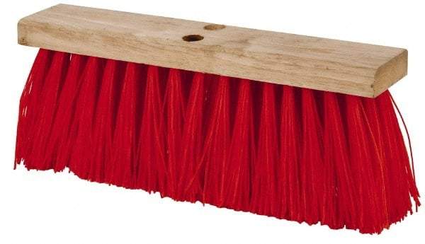 PRO-SOURCE - 16" Rough Surface Synthetic Push Broom - 3-1/4" Bristle Length, Wood Block, Tapered Handle Connection, Handle Sold Separately - Apex Tool & Supply