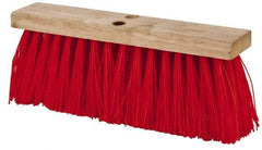 PRO-SOURCE - 16" Rough Surface Synthetic Push Broom - 3-1/4" Bristle Length, Wood Block, Tapered Handle Connection, Handle Sold Separately - Apex Tool & Supply