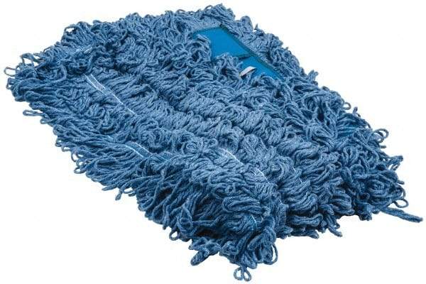 PRO-SOURCE - 48" Long x 5" Wide Yarn Blend Dust Mop Head - Snap-On, Blue, Looped Head - Apex Tool & Supply