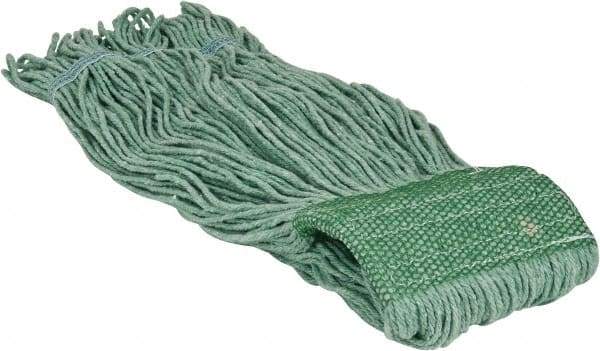 PRO-SOURCE - 5" Green Head Band, Large Blended Fiber Loop End Mop Head - 4 Ply, Clamp Jaw Connection, Use for General Purpose - Apex Tool & Supply