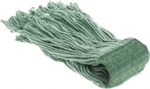 PRO-SOURCE - 5" Green Head Band, X-Large Blended Fiber Loop End Mop Head - 4 Ply, Clamp Jaw Connection, Use for General Purpose - Apex Tool & Supply