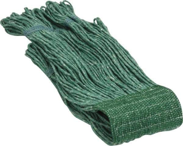 PRO-SOURCE - 5" Green Head Band, Medium Blended Fiber Loop End Mop Head - 4 Ply, Clamp Jaw Connection, Use for General Purpose - Apex Tool & Supply