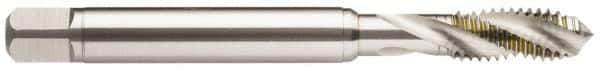 Guhring - 5/8-18 UNF 4 Flute 2BX Modified Bottoming Spiral Flute Tap - Powdered Metal, TiCN Finish, 110mm OAL, Right Hand Flute, Right Hand Thread, Series 2914 - Apex Tool & Supply