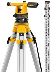 DeWALT - 20x Magnification, 5 to 200 Ft. Measuring Range, Transit Optical Level Kit - Accuracy 1/4 Inch at 100 Ft., Kit Includes Aluminum Tripod with Quick Adjust Legs - Apex Tool & Supply