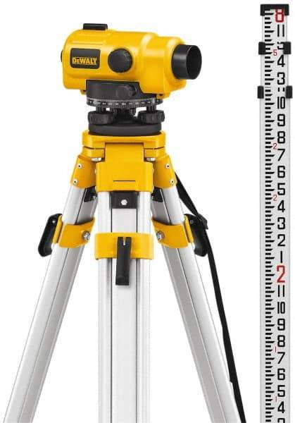 DeWALT - 26x Magnification, 0.5 to 300 Ft. Measuring Range, Automatic Optical Level Kit - Accuracy 1/32 Inch at 100 Ft., Kit Includes Aluminum Tripod with Quick Adjust Legs - Apex Tool & Supply