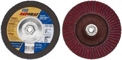 Norton - 40 Grit, 7" Disc Diam, 5/8-11 Center Hole, Type 29 Ceramic Flap Disc - 8,600 Max RPM, Fiberglass Backing, Arbor Attaching System, Coated - Apex Tool & Supply