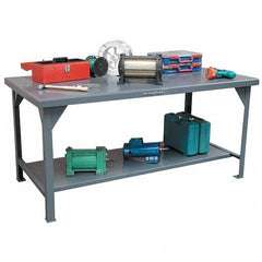 Strong Hold - Stationary Work Benches, Tables Type: Work Table Top Material: 7 Gauge Steel - Apex Tool & Supply