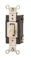 Cooper Wiring Devices - 3 Pole, 120 to 277 VAC, 20 Amp, Commercial Grade, Toggle, Wall and Dimmer Light Switch - 1.3 Inch Wide x 4.2 Inch High, Fluorescent - Apex Tool & Supply