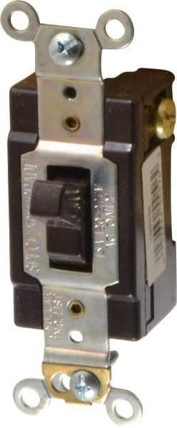 Cooper Wiring Devices - 3 Pole, 120 to 277 VAC, 15 Amp, Commercial Grade, Toggle, Wall and Dimmer Light Switch - 1.3 Inch Wide x 4.2 Inch High, Fluorescent - Apex Tool & Supply