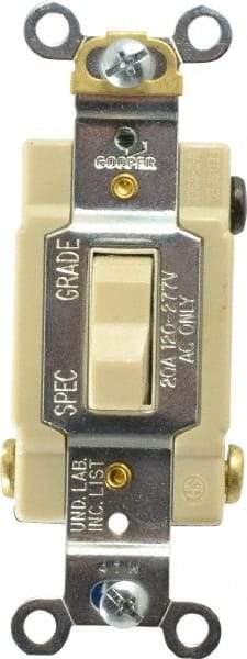 Cooper Wiring Devices - 3 Pole, 120 to 277 VAC, 20 Amp, Commercial Grade, Toggle, Wall and Dimmer Light Switch - 1.3 Inch Wide x 4.2 Inch High, Fluorescent - Apex Tool & Supply