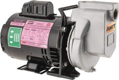 American Machine & Tool - 115/230 Volt, 1 Phase, 1/3 HP, Chemical Transfer Self Priming Centrifugal Pump - 1 Inch Inlet, Stainless Steel and Cast Iron Housing, Stainless Steel Impeller, 44 Ft. Shut Off, Viton Seal - Apex Tool & Supply