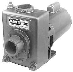 American Machine & Tool - 230/460 Volt, 3 Phase, 1-1/2 HP, Self Priming Centrifugal Pump - 1-1/2 Inch Inlet, 93 Head Pressure, Cast Iron Housing and Impeller - Apex Tool & Supply