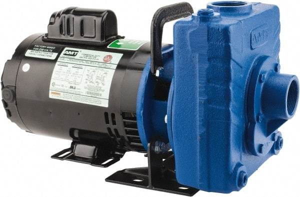 American Machine & Tool - 115/230 Volt, 1 Phase, 3/4 HP, Self Priming Centrifugal Pump - 1-1/2 Inch Inlet, 78 Head Pressure, Cast Iron Housing and Impeller - Apex Tool & Supply