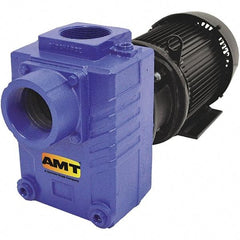 American Machine & Tool - 230/460 Volt, 3 Phase, 7-1/2 HP, Self Priming Centrifugal Pump - 3 Inch Inlet, 110 Head Pressure, Cast Iron Housing, Bronze Impeller - Apex Tool & Supply