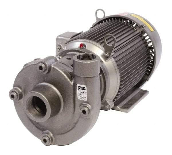 American Machine & Tool - 230/460V Volt, 3 Phase, 2 HP, Cast Iron Straight Pump - 2 Inch Inlet, 1-1/2 Inch Outlet, 62 Max Head psi, Stainless Steel Impeller, Buna-N Seal - Apex Tool & Supply