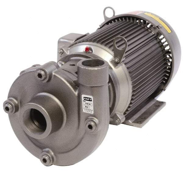 American Machine & Tool - 230/460V Volt, 3 Phase, 5 HP, Cast Iron Straight Pump - 2 Inch Inlet, 1-1/2 Inch Outlet, 115 Max Head psi, Stainless Steel Impeller, Buna-N Seal - Apex Tool & Supply