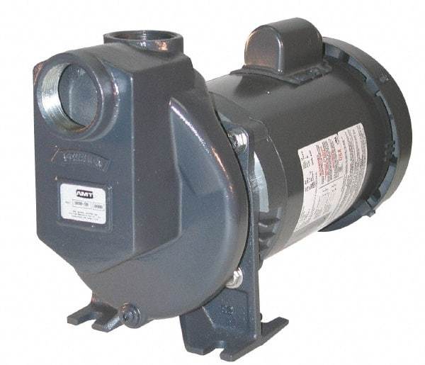 American Machine & Tool - 208-220/440 Volt, 3 Phase, 3/4 HP, Self Priming Pump - 1-1/2 Inch Inlet, 52 Head Pressure, Stainless Steel and Cast Iron Housing, Stainless Steel Impeller, PTFE Seal - Apex Tool & Supply