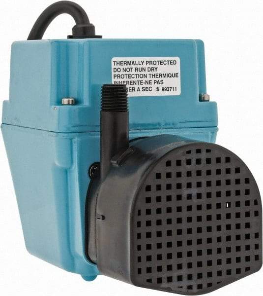 Little Giant Pumps - 1/40 HP, 5.1 psi, Aluminum Miniature Submersible Pump - 3/8 Inch Inlet, 1/4 Inch Outlet, 6 Ft. Long Power Cord, 1.7 Amp - Apex Tool & Supply