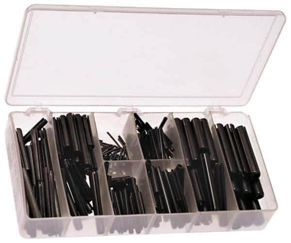 Precision Brand - 300 Piece, 1/16 to 3/8" Pin Diam, Spring Pin Assortment - 1/4 to 2-1/2" Long, Steel - Apex Tool & Supply