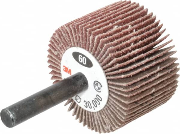 3M - 1-1/2" Diam x 1" Face Width, Medium Aluminum Oxide Coated Mounted Flap Wheel - Apex Tool & Supply