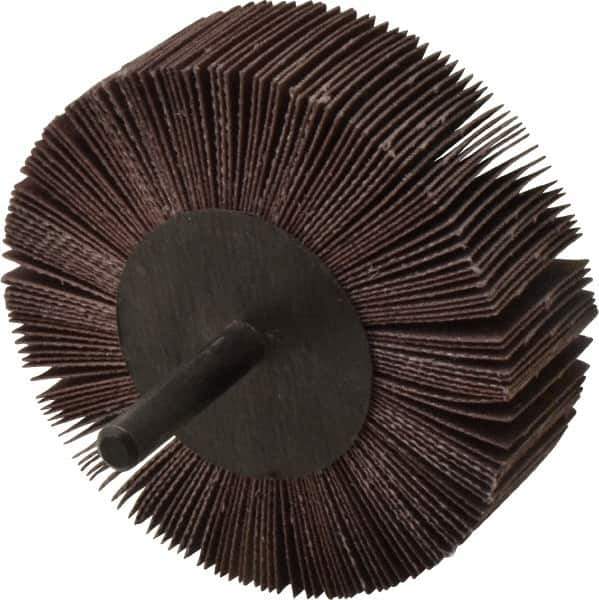 3M - 3" Diam x 1" Face Width, Extra Fine Aluminum Oxide Coated Mounted Flap Wheel - 1/4" Shank Mount, 320 Grit, XE Weighted Cloth Backing, 18,000 Max RPM - Apex Tool & Supply