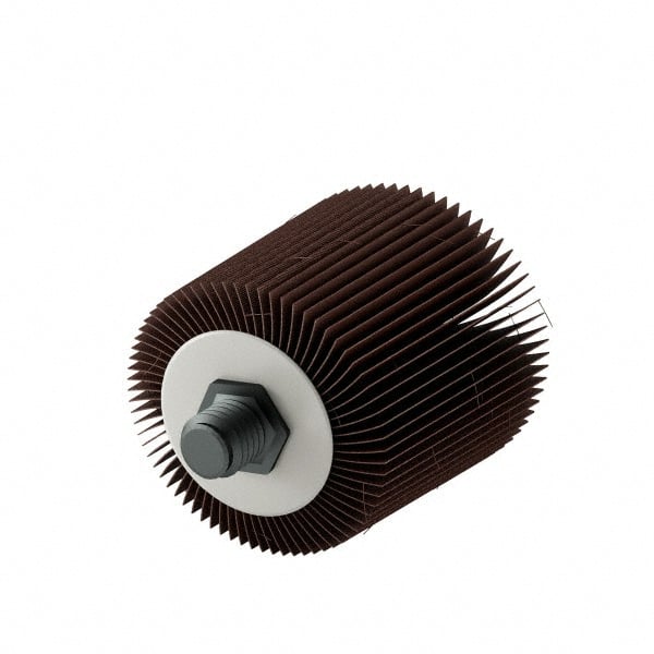 3M - 1" Diam x 1" Face Width, Medium Aluminum Oxide Coated Mounted Flap Wheel - Apex Tool & Supply