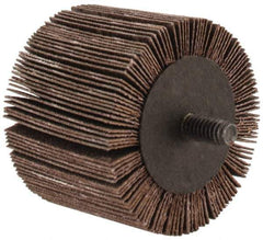 3M - 2" Diam x 1-1/2" Face Width, Very Fine Aluminum Oxide Coated Mounted Flap Wheel - 1/4-20 Threaded Mount, 180 Grit, XE Weighted Cloth Backing, 20,000 Max RPM - Apex Tool & Supply