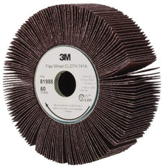3M - 6" Diam, 60 Grit Ceramic Unmounted Flap Wheel - 1" Hole, 2" Wide, Density 5, Coated, Medium Grade, 1250 Max RPM , X Weighted, Cloth Backing - Apex Tool & Supply