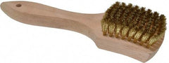 PRO-SOURCE - 5/8" Bristle Length, Brass Scouring Brush - 3" Long x 2-5/8" Wide Head, 8-7/8" OAL, White, Wood Block - Apex Tool & Supply