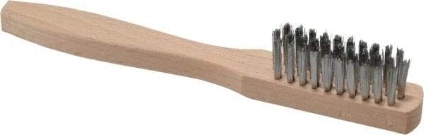 Made in USA - 7-1/2" OAL, Steel Utility Brush - 9/16" Bristle Length, 1-1/2" Long x 1/2" Wide Head, Straight Hardwood Handle - Apex Tool & Supply