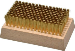 Made in USA - 3/4" Bristle Length, Brass Cleaning & Finishing Brush - 4-1/4" Long x 2-1/2" Wide Head, 4-1/4" OAL, Hardwood Block - Apex Tool & Supply