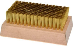 Made in USA - 3/4" Bristle Length, Brass Cleaning & Finishing Brush - 4-1/4" Long x 2-1/2" Wide Head, 4-1/4" OAL, Hardwood Block - Apex Tool & Supply
