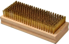 Made in USA - 3/4" Bristle Length, Brass Cleaning & Finishing Brush - 6-1/2" Long x 2-5/8" Wide Head, 6-1/2" OAL, Hardwood Block - Apex Tool & Supply