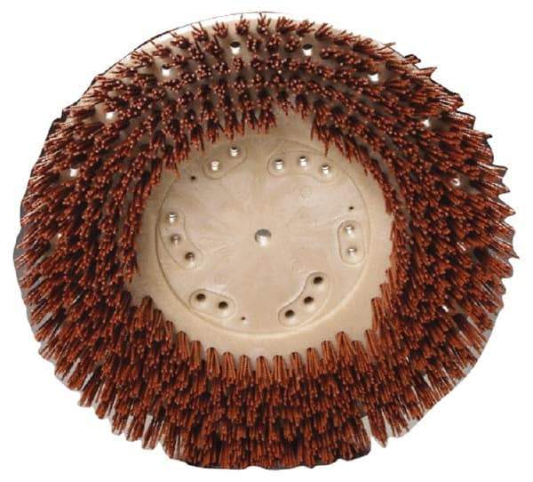 Made in USA - 17" Diam Floor Brush - 15" Machine, 1-1/2" Trim Length, Orange Pad, Nylon - Apex Tool & Supply