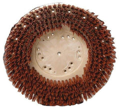 Made in USA - 17" Diam Floor Brush - 15" Machine, 1-1/2" Trim Length, Orange Pad, Nylon - Apex Tool & Supply