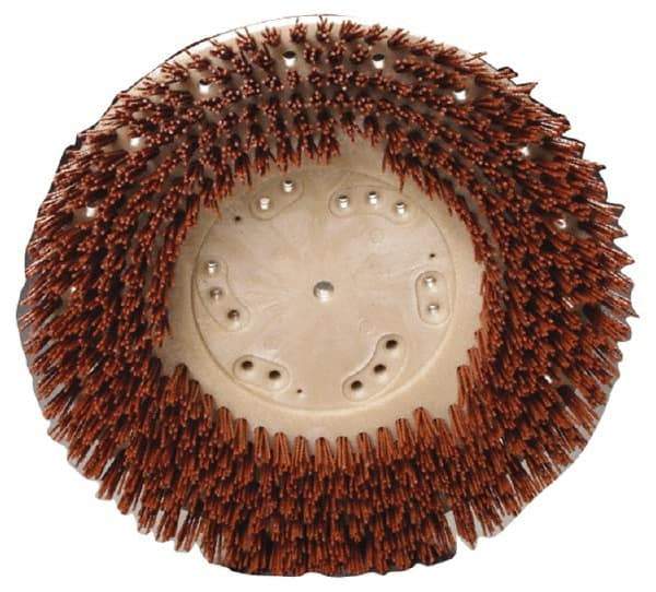 Made in USA - 16" Diam Floor Brush - 14" Machine, 1-1/2" Trim Length, Orange Pad, Nylon - Apex Tool & Supply
